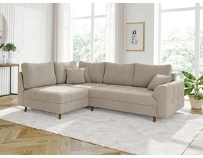 Beżowy narożnik z materiału bouclé (lewostronny/w kształcie litery L) Ariella – Ropez