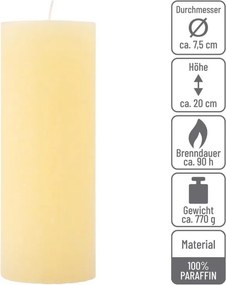 Zestaw świec rustykalnych, 20 cm, Ø 7,5 cm, kremowe, 6 szt.