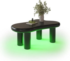 Stolik kawowy z diodami LED - 98 x 65,5 x 40 cm - z 1 szufladą - w kształcie chmurki - MDF - czarny