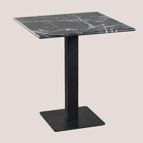 Kwadratowy Stolik Barowy Z Marmuru Livanto Marmur Nero Marquina & ↔︎ 70 Cm & Czarny - Sklum