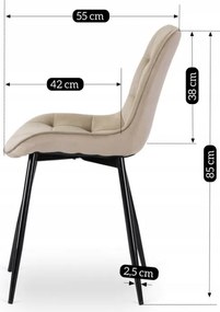 Zestaw Stół Rozkładany SKUBI 120-160 cm Dąb Craft/Czarny i 6 Krzeseł Tapicerowanych CHRIS Beżowych Nowoczesnych