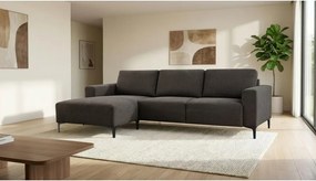 Antracytowy narożnik z tkaniny szenilowej (lewostronny/z szezlongiem) Fabian – Scandic