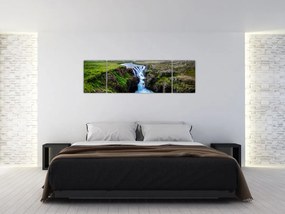 Obraz wodospadu między skałami (170x50 cm)