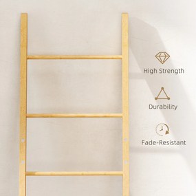 HOMCOM Regał łazienkowy, 2-w-1 z 3 drążkami, wyjmowany kosz na pranie 48L, bambusowy, 43 x 35 x 133 cm, kremowy | Aosom PL