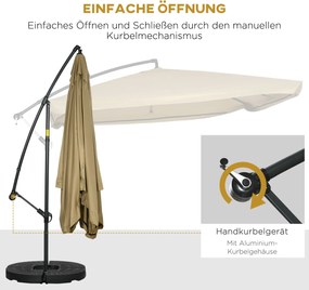 Outsunny Parasol Ogrodowy z Moskitierą - Korbka, Otwór Wentylacyjny, 296x296x272cm, Biało-Czarny - Ochrona przed Owadami