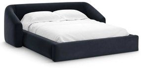 Ciemnoniebieskie tapicerowane łóżko dwuosobowe ze schowkiem ze stelażem 180x200 cm Campi – Cosmopolitan Design
