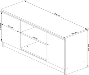 Szafka RTV AKORD Biała 120 cm 2 drzwi kolor Dąb Sonoma mat 2 półki 120x40x55 cm