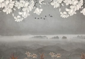 Fototapeta - Mglisty krajobraz (196x136 cm)