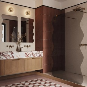 Ścianka prysznicowa Walk in szkło grafitowe falowane 8mm MOLIS Wave Duo Grafit MASSI | Różne rozmiary : Kolor profili kabiny - czarny, Szerokość ścianki - 100 cm, Typ montażu - WALK IN