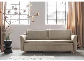 Beżowa aksamitna rozkładana sofa 225 cm Charming Charlie – Miuform