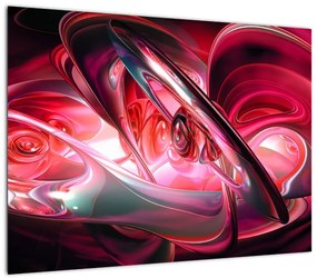 Obraz na szkle - czerwone fraktale (70x50 cm)