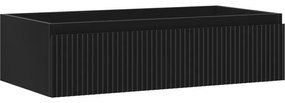 Mexen Rivel szafka łazienkowa podumywalkowa 90 cm, 1 szuflada, ryflowana , czarna mat - 91A20-09023-1-BF71