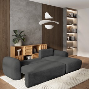 Masseno Narożnik MODENZA z funkcją spania i pojemnikiem na pościel Narozniki L, Rozkładana sofa - Szary, NOW OR NEVER 92