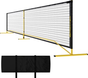 Przenośna sieć do pickleballa SPORTNOW, metalowy stelaż, siatka z tkaniny, z torbą transportową, Żółty