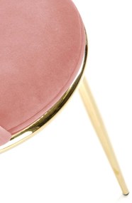 K460 krzesło różowy, tapicerowane, tkanina velvet, złoty, glamour
