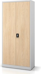 Szafa na dokumenty biurowa metalowa szara / dąb sonoma: Eco Design JAN H 900 x 1950 x 400 mm