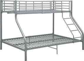 Szare Metalowe Wspólne Łóżko Piętrowe Dla Rodzeństwa 140X200 Cm/90X200 Cm L2-R68