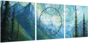 Obraz - Krajobraz z nutą Van Gogha (z zegarem) (90x30 cm)