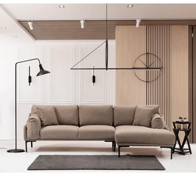 Beżowa sofa narożna Artie Leo, prawy narożnik