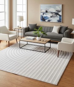 Kremowy miękki dywan w tłoczone wzory W3-R30