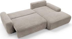 Sztruksowa kanapa narożna rozkładana taupe N0-D86
