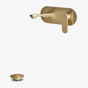 Zestaw Mosiężnej Baterii Podtynkowej Alameda I Zaworu Spustowego Orveta Typu Click-clack Szczotkowane Złoto & Zawór Z Przelewem - Sklum