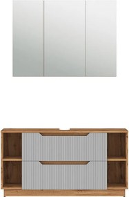 Zestaw mebli łazienkowych dąb/szary w paski 119.2x35x62.5 lotta