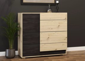 Komoda Norven 4-szufladowa w kolorze dąb artisan + sosna norweska