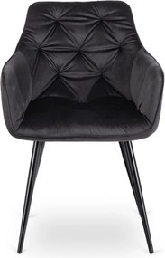 Zestaw Stół Prostokątny Rozkładany VICTOR 160-240 cm Czarny Marmur i 4 Krzesła MODESTO Czarne Welurowe Nowoczesne