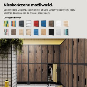 Szafa socjalna ubraniowa 10-drzwiowa antracytowa/orzech, 1360x1720x450 mm: BARTEK Eco Design