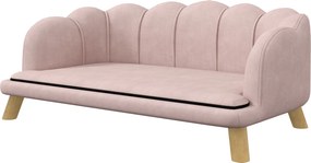 PawHut Sofa dla Zwierząt Domowych dla Średnich i Dużych Psów do 25 kg, Solidne Drewno, Wyściełana, Różowa