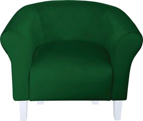 Fotel Milo tkanina Welur wygodny fotel tapicerowany do salonu i sypialni : Kolor nogi - Biała, Kolor tkaniny - VELVET - MG25, Wysokość nogi - 15 cm