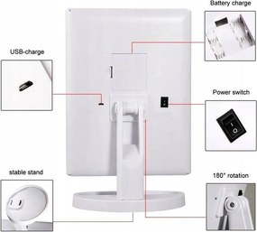 Lusterko Do MAKIJAŻU Kosmetyczne Rozkładane Powiększane ŚWIATŁA LED | VOLAN