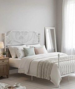 Dwoosobowe białe łóżko metalowe 140x200 cm T0-D56