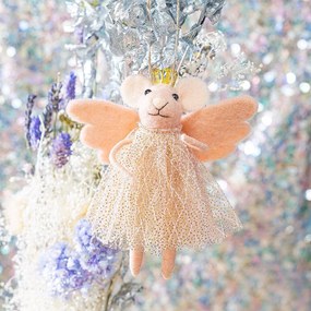Tekstylna ozdoba świąteczna wykonana ręcznie 13 cm Pink Princess Fairy Mouse – Sass &amp; Belle