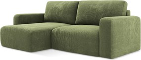 Narożnik lewostronny z funkcją spania - z tkaniny szenilowej - zielony - KONA