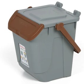 Plastikowy kosz do segregacji odpadów ECOLOGY, 25 l, szaro-brązowy