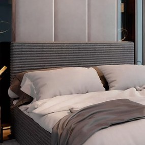 PROMOCJA Tapicerowane łóżko boxspring ISPIRA 140x200 cm szare II. gatunek Materac: Materac sprężynowy Bonell