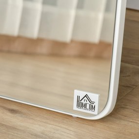 HOMCOM Lustro Pełnowymiarowe Stojące Składana Rama Drewno Sosnowe MDF Białe 37x43x156cm Do Salonu Garderoby | Aosom PL