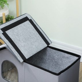 PawHut Domek dla kota wodoodporny budka z odpinanym dachem dwuspadowym izolacja termiczna platforma 70x43x45 cm materiał Oxford Szary | Aosom PL