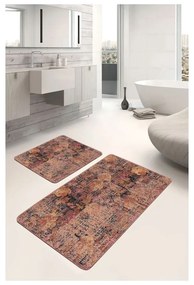 Brązowe aksamitne dywaniki łazienkowe zestaw 2 szt. 60x100 cm – Mila Home