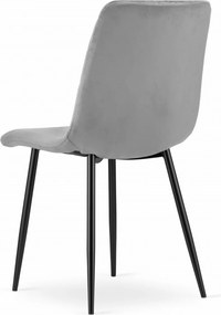 Szare aksamitne krzesło TURIN z czarnymi nogami