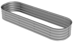 Outsunny Podwyższone łóżko na rośliny, modułowe łóżko ogrodowe, chronione krawędzie, design bez dna, 195 x 62 x 30 cm, Srebrny