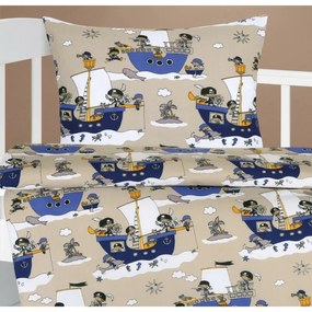 Bellatex Bawełniana pościel do łóżeczka AgataSailor niebieska 90 x 135 cm, 45 x 60 cm