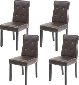 Krzesło do jadalni MCW-E58 (zestaw 4 szt.),  sztuczna skóra brązowa, ciemne nogi