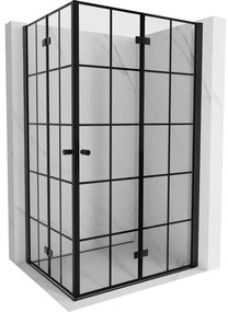 Mexen Mist-F Duo kabina prysznicowa składana prawa 85 x 90 cm, czarna kratka, czarna - 8A6-085L-090P-70-77
