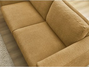 Musztardowa rozkładana sofa do spania z tkaniny szenilowej 220 cm Hugo – Bobochic Paris