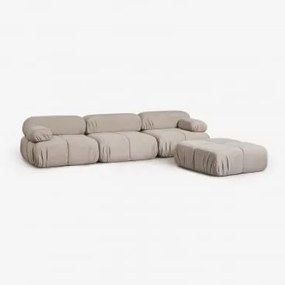 Sofa Modułowy 3-częściowy Z Pufą Z Tkaniny Bouclé, Pakowany Próżniowo Kendall Bukla Czekoladowy Brąz - Sklum