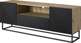 Szafka RTV Asha 167 cm z szufladą i metalowym stelażem - artisan / czarny mat