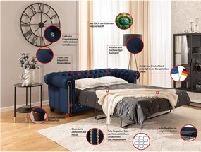 Niebieska aksamitna rozkładana sofa 203 cm York Blik – Ropez